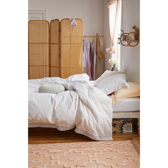 Urban Outfitters Bedding New Urban Outfitters Washed Cotton Crochet Ruffle Duvet Cover Twin
